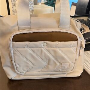 Ihkwip quilted crossbody top handle Beige and Brown Tote Bag